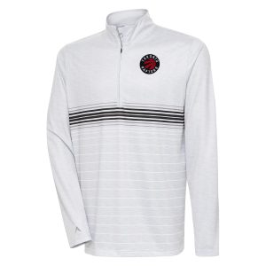Antigua Toronto Raptors Heather Eye - catching Gray/Black Bullseye Quarter Zip Pullover Top