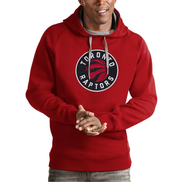 Antigua Toronto Raptors Chic Red Team Logo Victory Pullover Hoodie