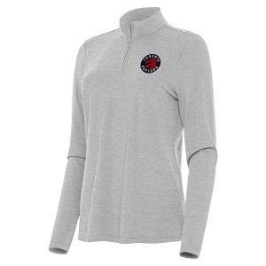 Antigua Toronto Raptors Women's Heather Gray Bright Eye - catching Quarter Zip Top