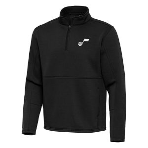 Antigua Utah Jazz Black Elegant Twist Quarter Zip Pullover Top