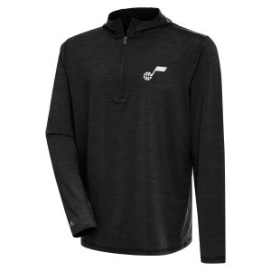 Antigua Utah Jazz Heather Black Gorgeous Tidy Quarter Zip Lightweight Pullover Top