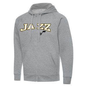 Antigua Trendy Utah Jazz Heather Gray Big & Tall Victory Full Zip Hoodie Jacket