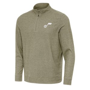Antigua Utah Jazz Olive Subtle Quarter Elegant Zip Sweatshirt