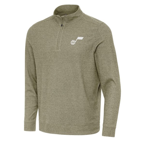 Antigua Utah Jazz Olive Subtle Quarter Elegant Zip Sweatshirt