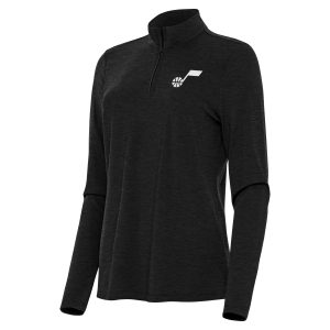 Antigua Utah Jazz Women's Fabulous Heather Black Bright Quarter Zip Top