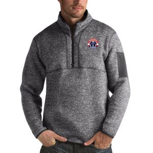 Antigua Washington Premium Wizards Charcoal Fortune Big & Tall Quarter Zip Pullover Jacket