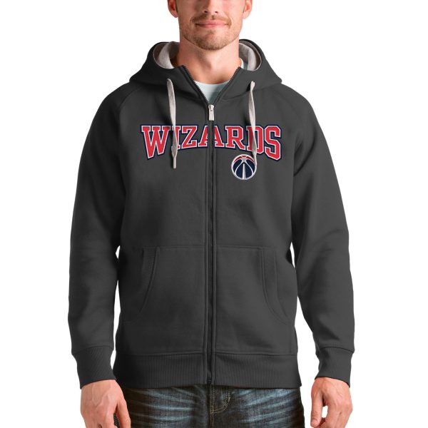 Antigua Washington Wizards Charcoal Victory Full Eye - catching Zip Hoodie