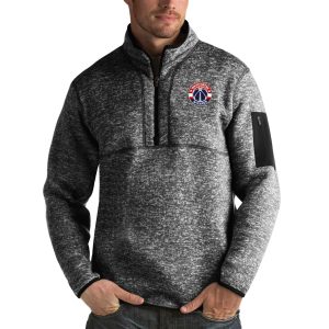 Antigua Washington Wizards Heather Black Fortune Big & Gorgeous Tall Quarter Zip Pullover Jacket
