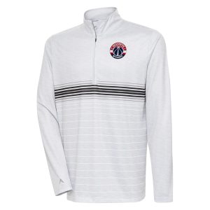 Antigua Washington Wizards Stylish Heather Gray/Black Bullseye Quarter Zip Pullover Top