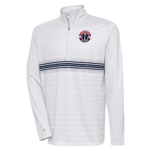 Antigua Washington Wizards Heather Gray/Navy Bullseye Quarter Gorgeous Zip Pullover Top