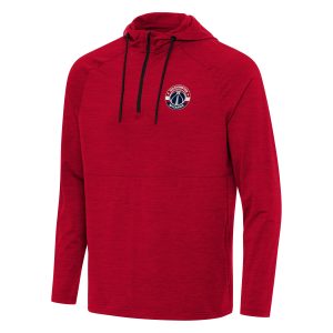 Antigua Washington Wizards Heather Red Spikes Raglan Stylish Quarter Zip Hoodie