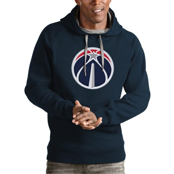 Antigua Washington Wizards Navy Team Logo Fabulous Victory Pullover Hoodie
