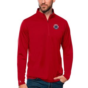 Antigua Washington Wizards Red Tribute Quarter Zip Pullover Elegant Top