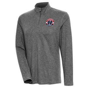 Antigua Washington Wizards Women's Unique Heather Black Confront Quarter Zip Pullover Top