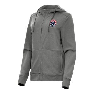 Antigua Washington Wizards Women's Heather Charcoal Seeker Full Zip Hoodie Jacket Chic