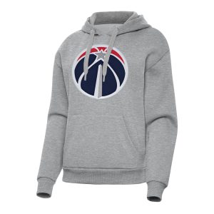 Antigua Washington Wizards Women's Heather Gray Victory Trendy Pullover Hoodie