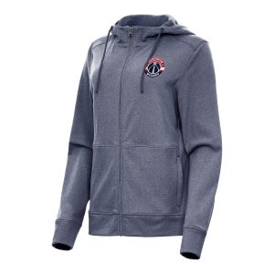 Antigua Washington Wizards Women's Heather Navy Seeker Full Zip Chic Hoodie Jacket