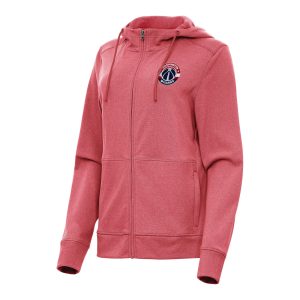 Antigua Washington Fabulous Wizards Women's Heather Red Seeker Full Zip Hoodie Jacket