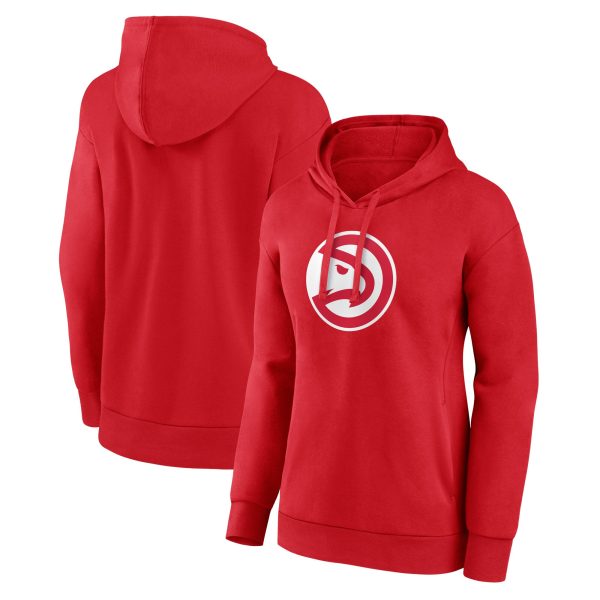 Atlanta Hawks Women's Red Team Primary Logo Pullover Elegant Hoodie