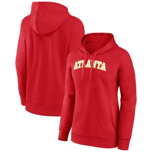 Atlanta Hawks Women's Red Wordmark Chic Alt Pullover Hoodie
