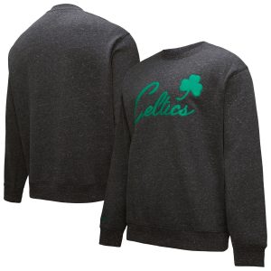 Boston Stylish Celtics Black Hardwood Classics Blackout Collection Snow Washed Pullover Sweatshirt
