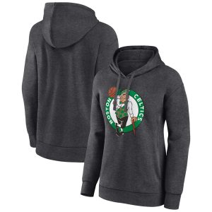 Boston Celtics Women's Charcoal Primary Logo Unique Pullover Hoodie