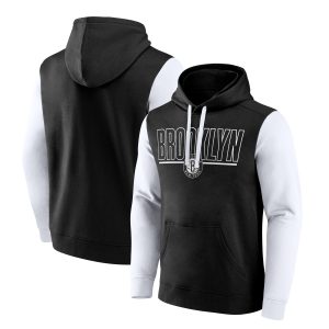 Brooklyn Nets Black Outline Colorblock Pullover Chic Hoodie