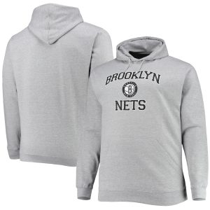 Brooklyn Nets Heathered Gray Eye - catching Big & Tall Heart & Soul Pullover Hoodie