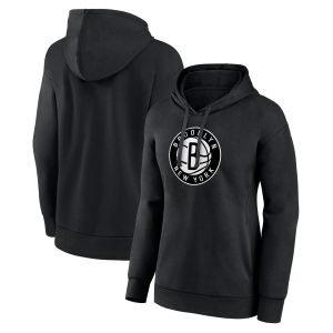 Brooklyn Gorgeous Nets Women's Black Team Primary Logo Pullover Hoodie
