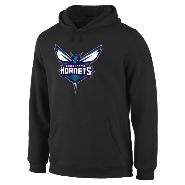 Charlotte Hornets Black Primary Logo Eye - catching Pullover Hoodie