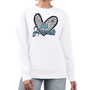 Charlotte Hornets G III 4Her by Carl Banks White Women's GIII 4 Her Leopard Elegant Heart graphic Fleece Crewneck sweatshirt