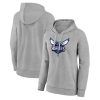 Charlotte Hornets Elegant Women's Gray Primary Logo Pullover Hoodie