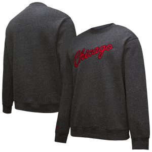 Chicago Bulls Black Hardwood Classics Blackout Collection Eye - catching Snow Washed Pullover Sweatshirt