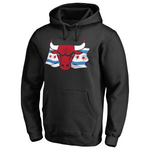 Chicago Bulls Gorgeous Black Hometown Collection Chicago Flag Pullover Hoodie