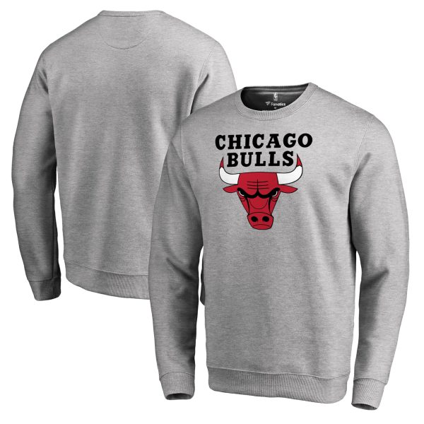Chicago Bulls Heathered Gray Primary Logo Elegant Sweatshirt