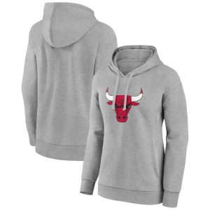 Chicago Bulls Women's Gray Primary Logo Pullover Hoodie Gorgeous