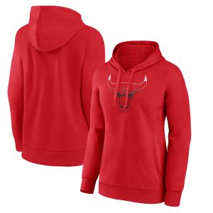 Chicago Bulls Women's Red Premium Gradient Logo Pullover Hoodie