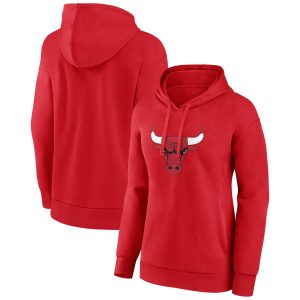 Chicago Bulls Stylish Women's Red Team Primary Logo Pullover Hoodie