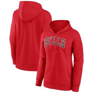 Chicago Bulls Women's Red Wordmark Alt Pullover Chic Hoodie
