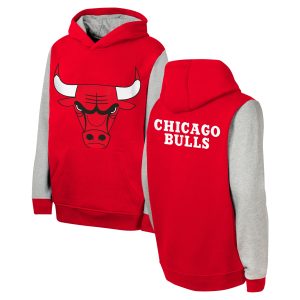 Chicago Bulls Youth Red Fair Catch Fleece Pullover Hoodie Unique