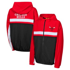 Chicago Bulls Chic Youth Red Headliner Windbreaker Full Zip Hoodie Jacket