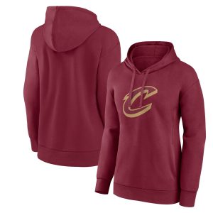 Cleveland Cavaliers Women's Wine Team Eye - catching Primary Logo Pullover Hoodie