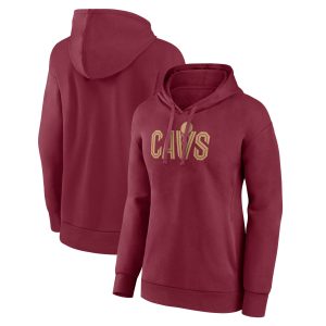 Cleveland Cavaliers Women's Wine Wordmark Alt Pullover Hoodie Fabulous