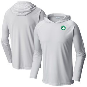 Columbia Boston Celtics White Terminal Tackle Long Premium Sleeve Hoodie T Shirt