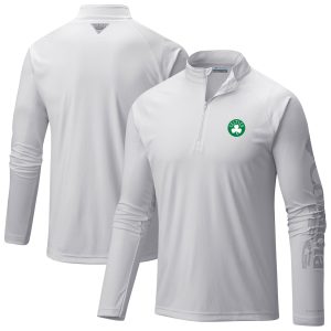 Columbia Boston Celtics White Terminal Unique Tackle Raglan Omni Shade Quarter Zip Jacket