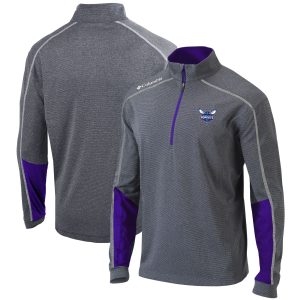 Columbia Charlotte Hornets Heathered Gray/Purple Omni Wick Shotgun 2.0 Quarter Fabulous Zip Pullover Top