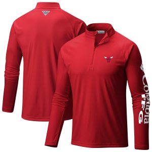 Columbia Chicago Bulls Red Chic Terminal Tackle Raglan Omni Shade Quarter Zip Jacket