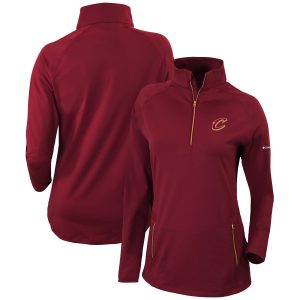 Columbia Cleveland Cavaliers Women's Burgundy Omni Wick Outward Premium Nine Quarter Zip Pullover Top