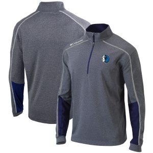 Columbia Dallas Mavericks Heathered Gray/Navy Eye - catching Omni Wick Shotgun 2.0 Quarter Zip Pullover Top