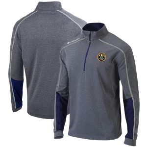 Columbia Denver Nuggets Heathered Gray/Navy Omni Wick Shotgun Chic 2.0 Quarter Zip Pullover Top